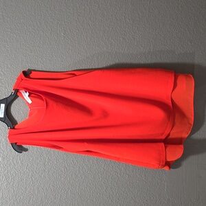 Red orange rose and olive blouse